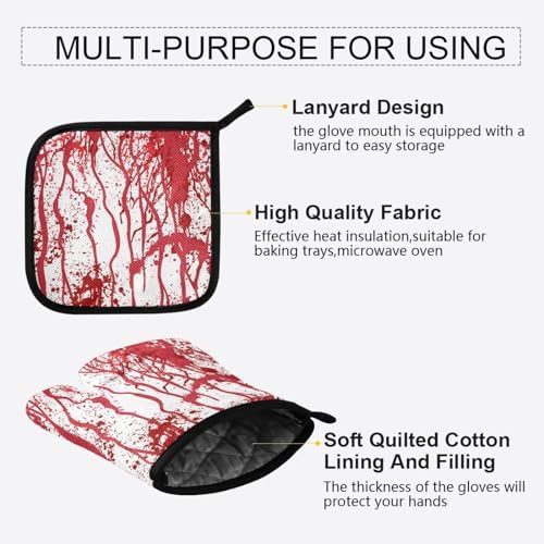QUGRL Custom Halloween Blood Oven Mitt Set
