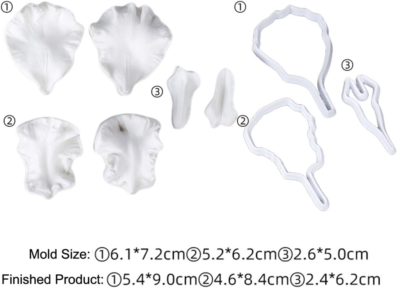 GGW Iris Petals Leaf Fondant Mold Set 11pcs Cookie Cutters Silicone Molds