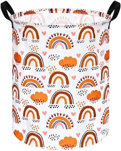 197 Inch Rainbow Round Laundry Basket with Handles