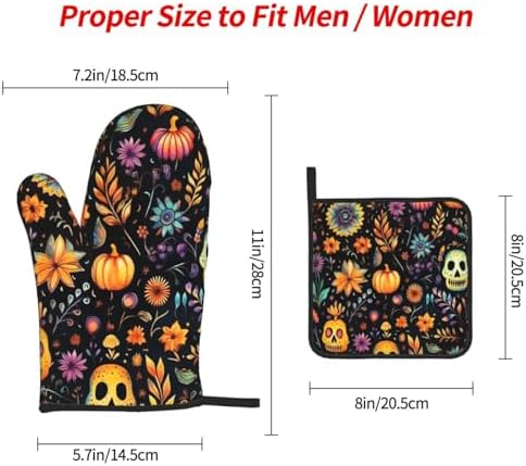 Beubebim Halloween Skull Oven Mitts Set of 3 1