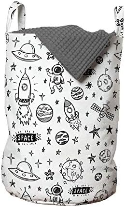 Ambesonne Astronaut Laundry Bag - 13 x 19 Charcoal Grey and White