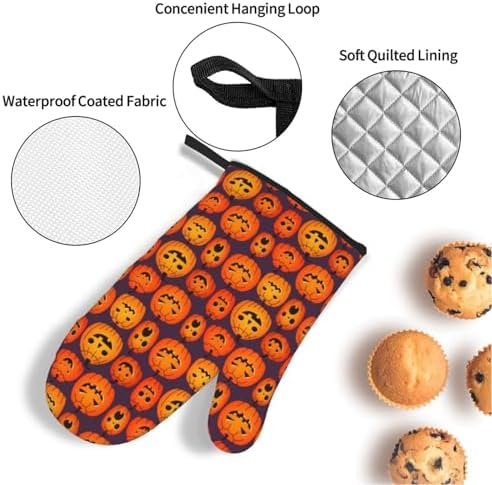 Lukbfall Halloween Funny Pumpkins Oven Mitts 4 Pcs Set