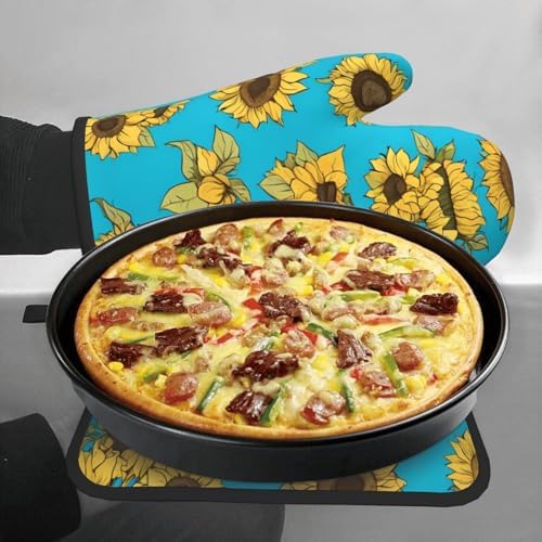 Quopvn Sunflowers Oven Mitts and Pot Holders Set 2pcs