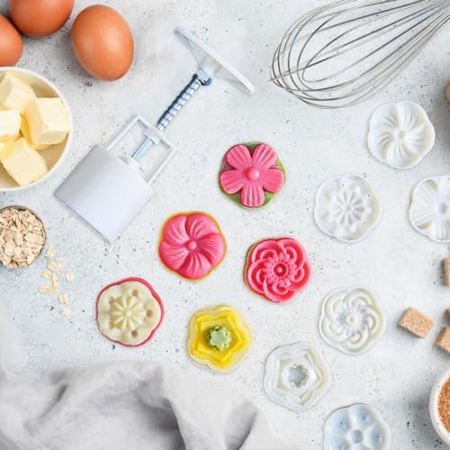 Wooauto 50g 125g Moon Cake Mold Set with Flower Patterns