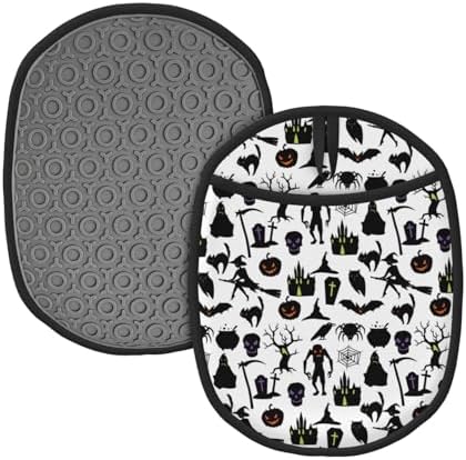 Halloween Pumpkin Black Heat Resistant Oven Mitts