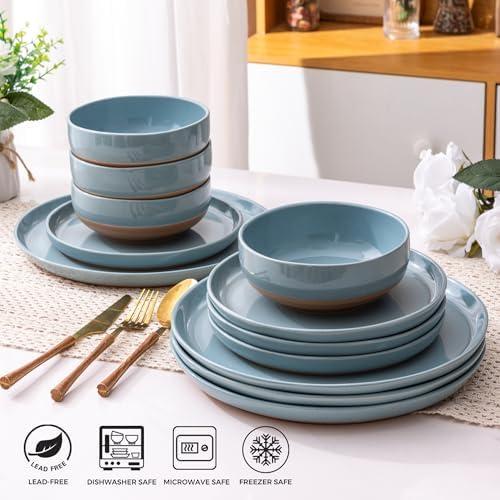 AmorArc Stone Blue Dinnerware Set for 6 18 Pieces