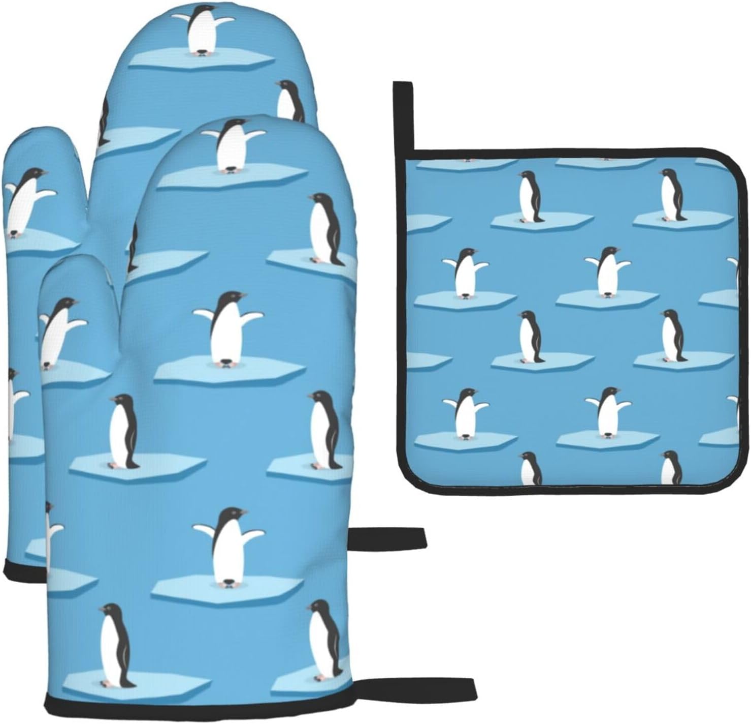 Penguin Oven Mitts Set 3 Piece Heat Resistant Non-Slip Kitchen Gloves 1