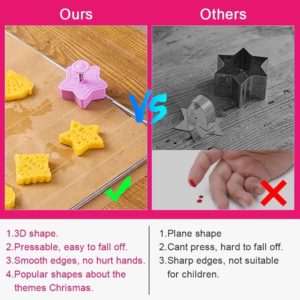 8 Pcs 3D Christmas Cookie Cutter Set for Biscuits and Fondant