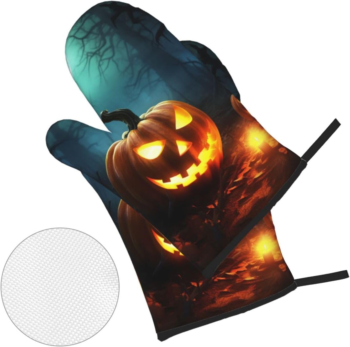 Happy Halloween Pumpkins Oven Mitts 4-Piece Set