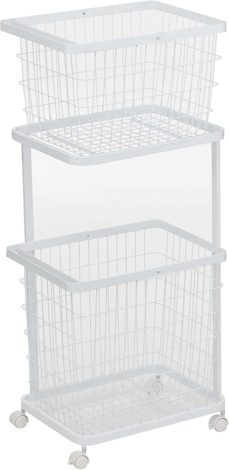 Yamazaki Home Steel Cart for Tower Laundry Basket Wagon White