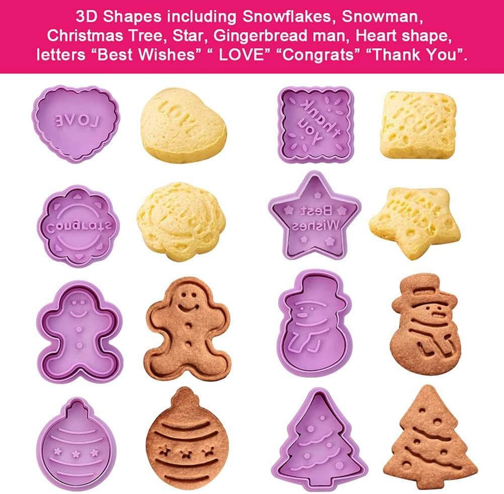 8 Pcs 3D Christmas Cookie Cutter Set for Biscuits and Fondant