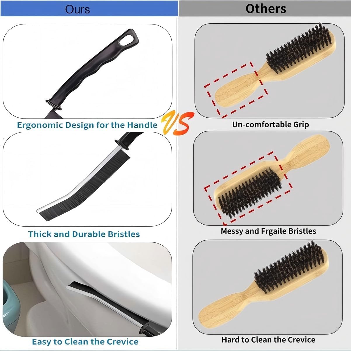Popaice Crevice Brush Set 3 Pcs for Home Cleaning