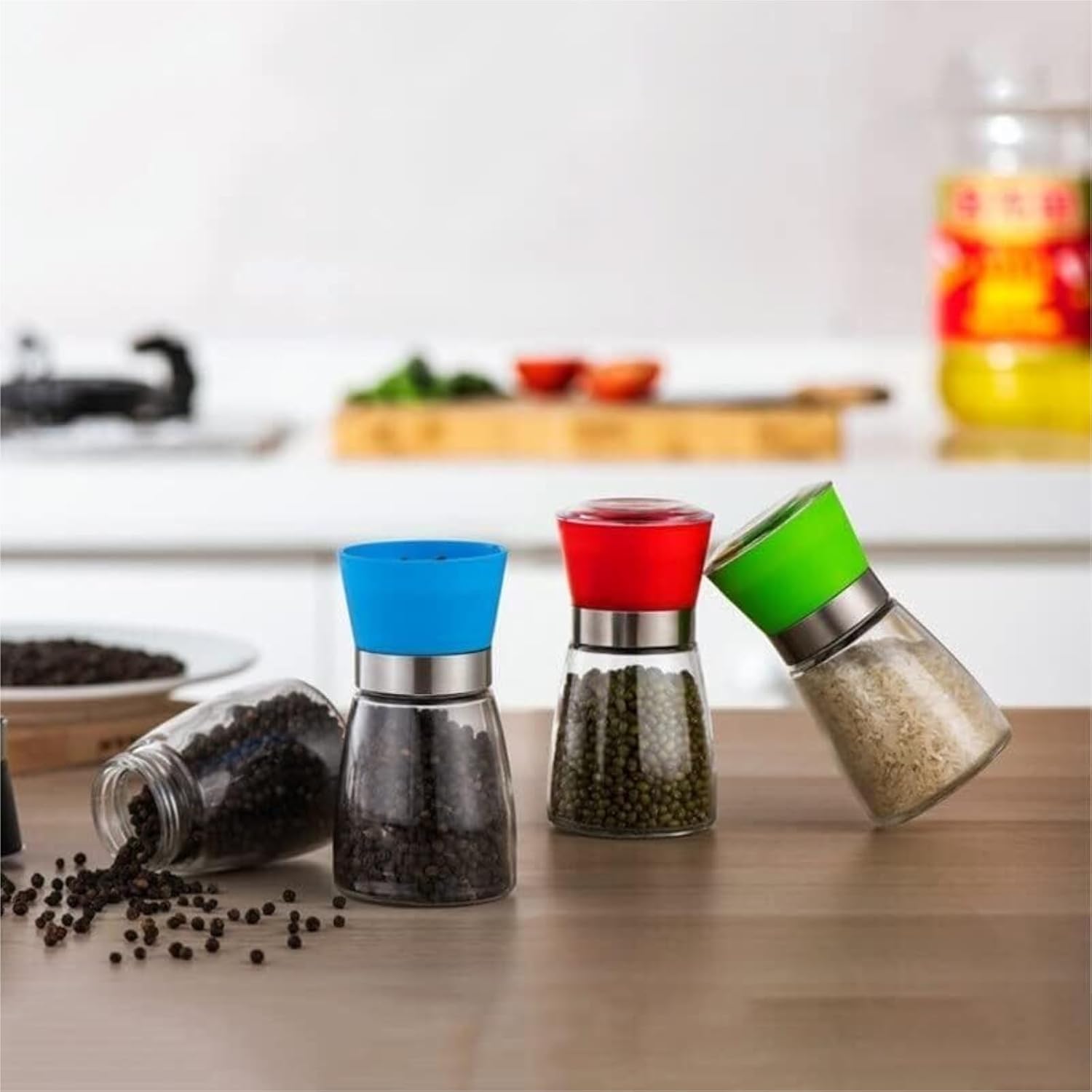 HXDMY 2pcs Salt and Pepper Mill Set Refillable
