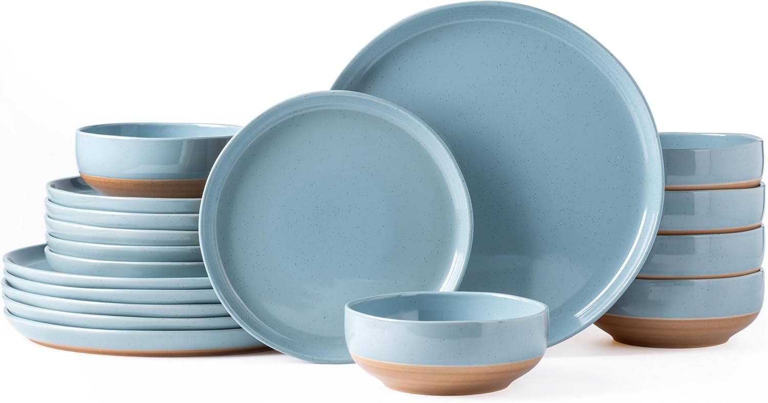 AmorArc Stone Blue Dinnerware Set for 6 18 Pieces