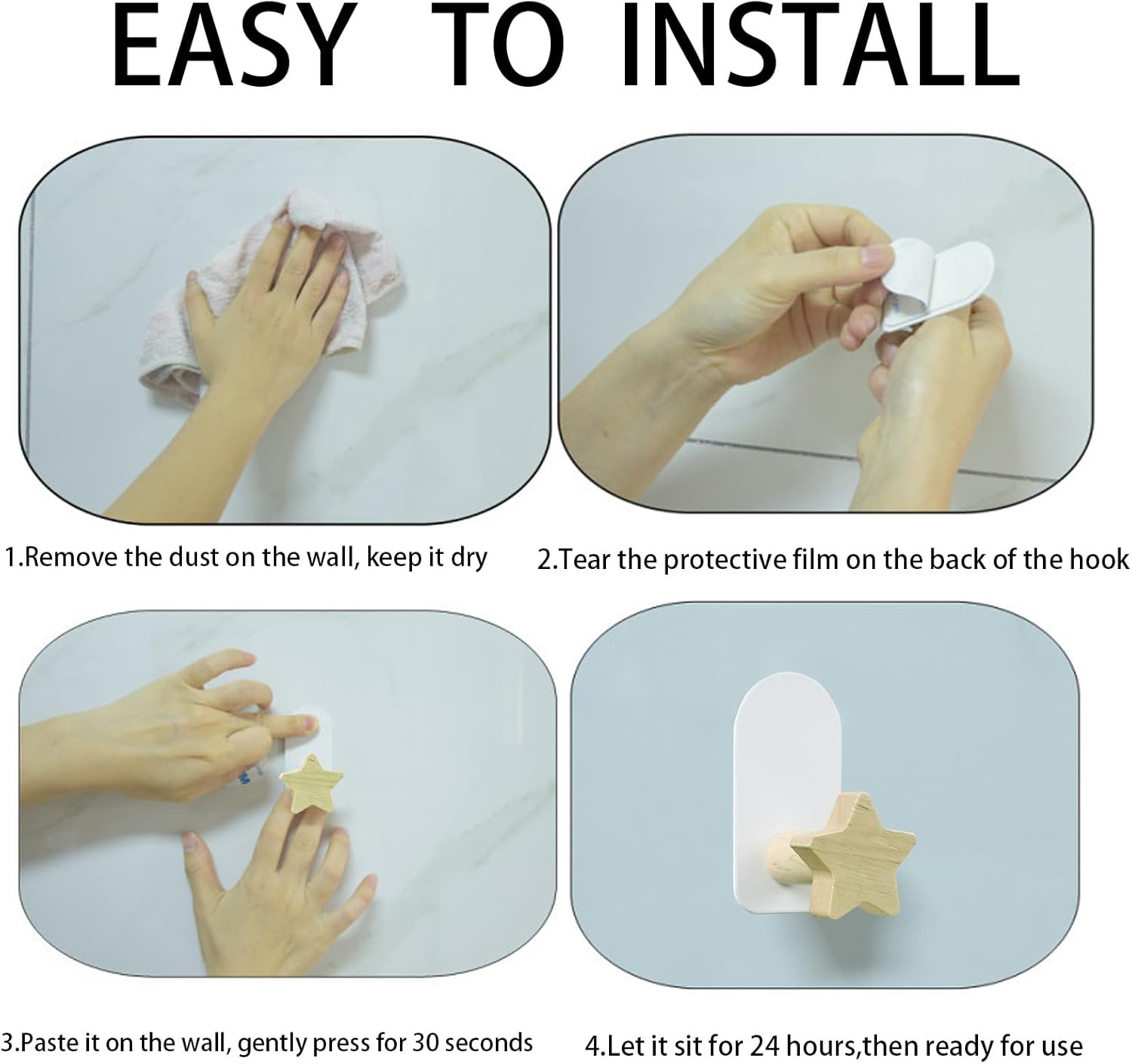 8 PCS Star Shaped Hooks Adhesive Wall Mounts for Kids Room