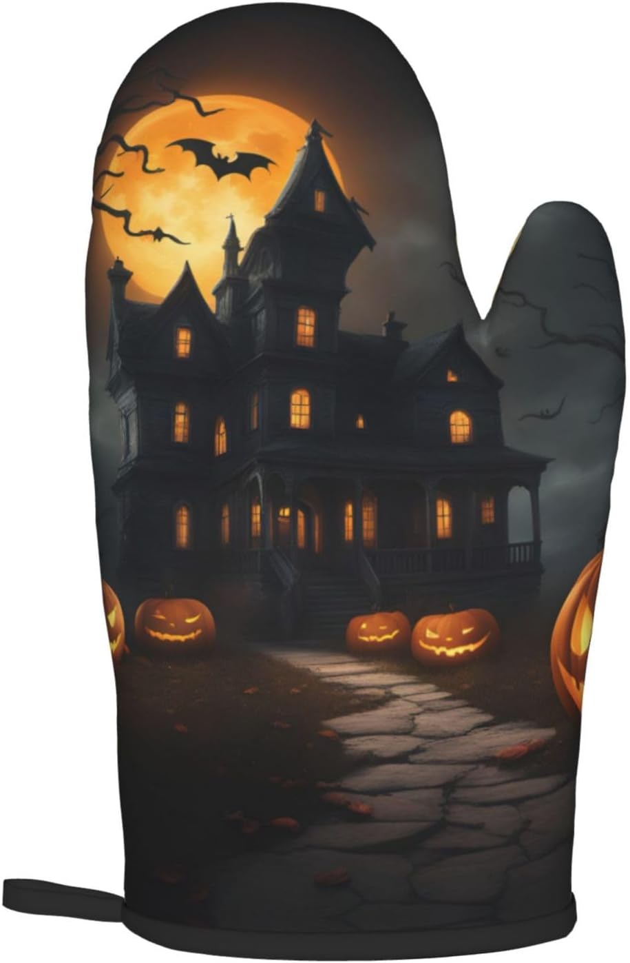 Halloween Horror Oven Mitts Set with Heat-Resistant Silicone Stripes