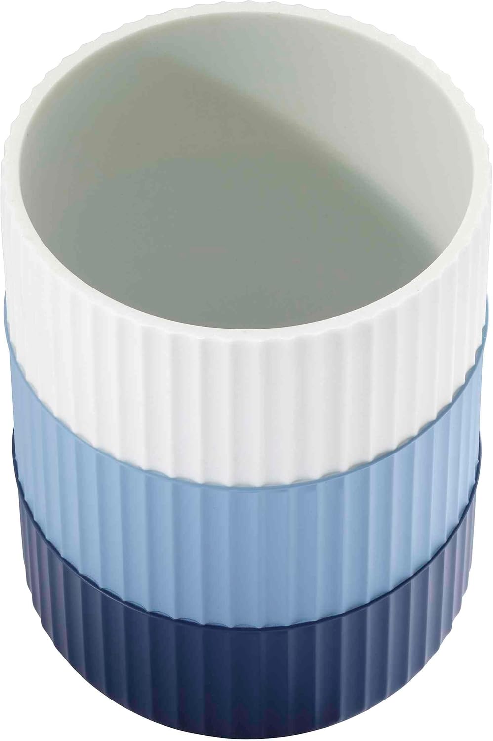 IZOD Wastebasket Resin Bathroom Decor Striped Blue