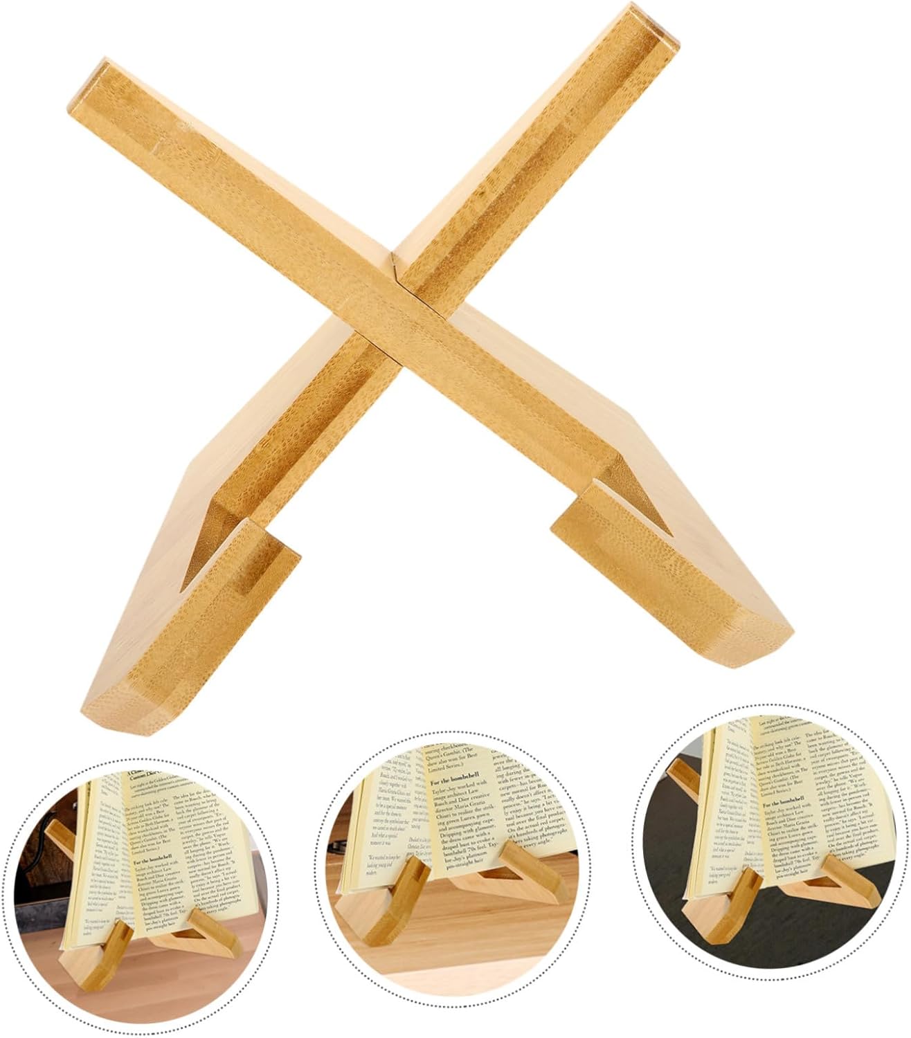 BRIGHTFUFU Wooden Book Stand for Reading and Kitchen Display