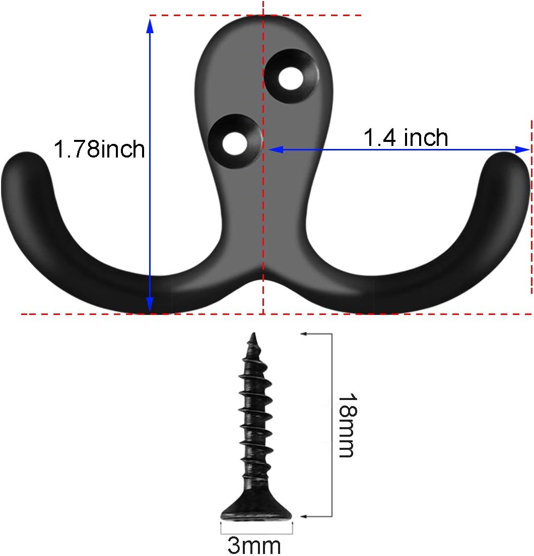 IBosins 28 Pack Heavy Duty Double Prong Coat Hooks