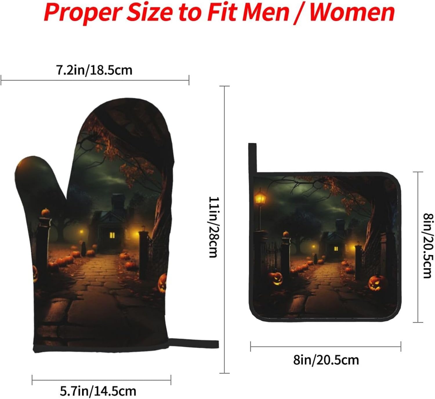 XTUAG Scary Halloween Oven Mitts 4 Pcs Set