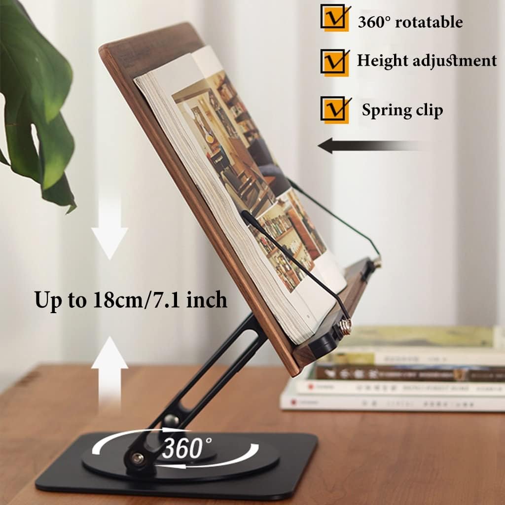 UHRLGHS Metal Book Stand with 360 Rotation and Adjustable Height
