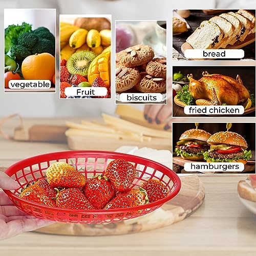 50 Pack Red Plastic Food Baskets for Serving