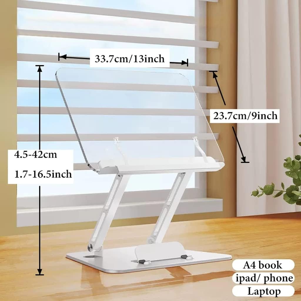 Adjustable Book Stand with Heat Dissipation for Laptop and Cookbook