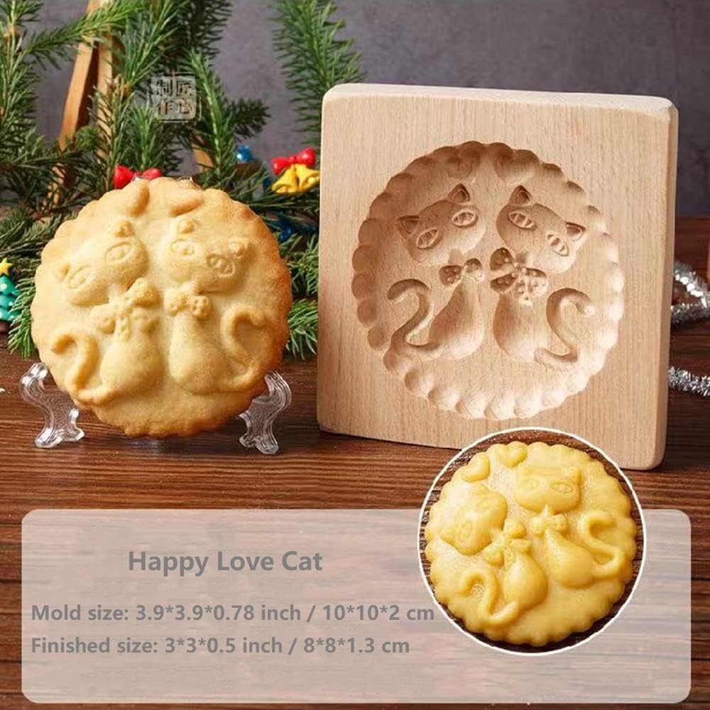 SNOOSZ Wooden Cookie Mold Cat Butterfly Shape