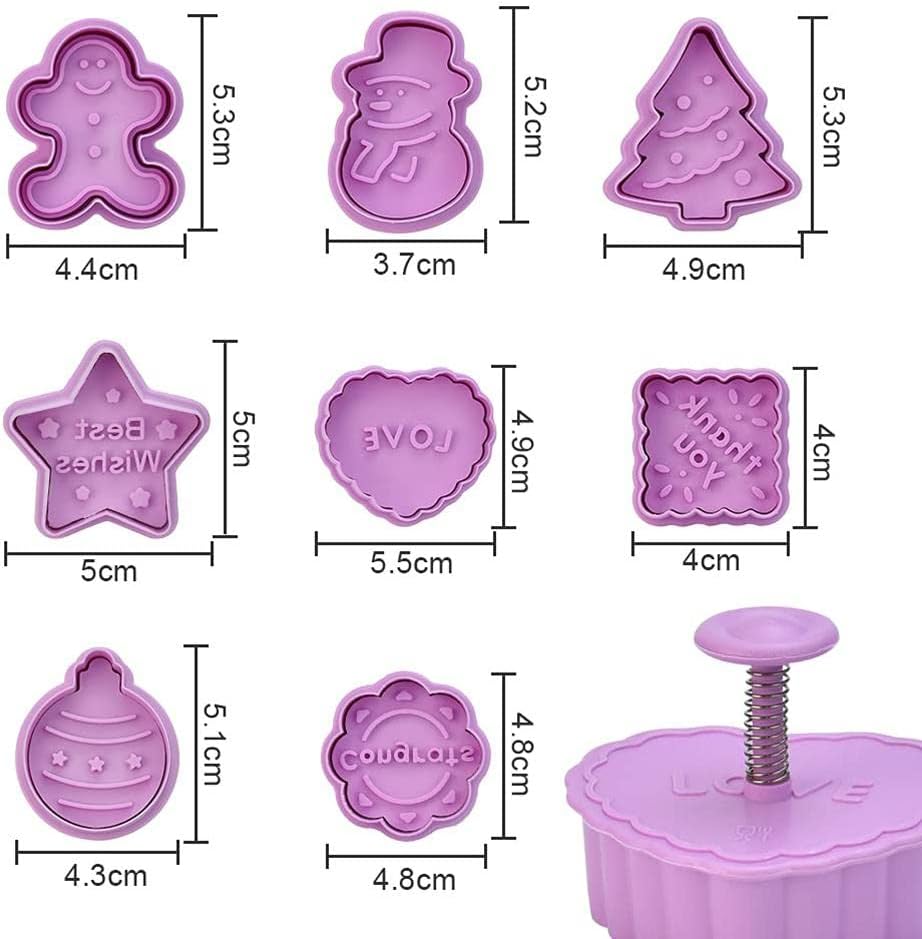 8 Pcs 3D Christmas Cookie Cutter Set for Biscuits and Fondant