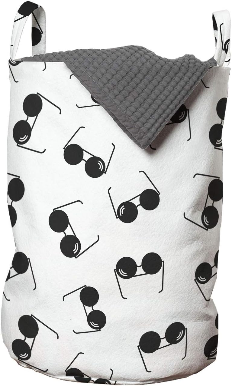Ambesonne Sunglasses Laundry Bag Holiday Time Fun Beach Element Charcoal Grey and White