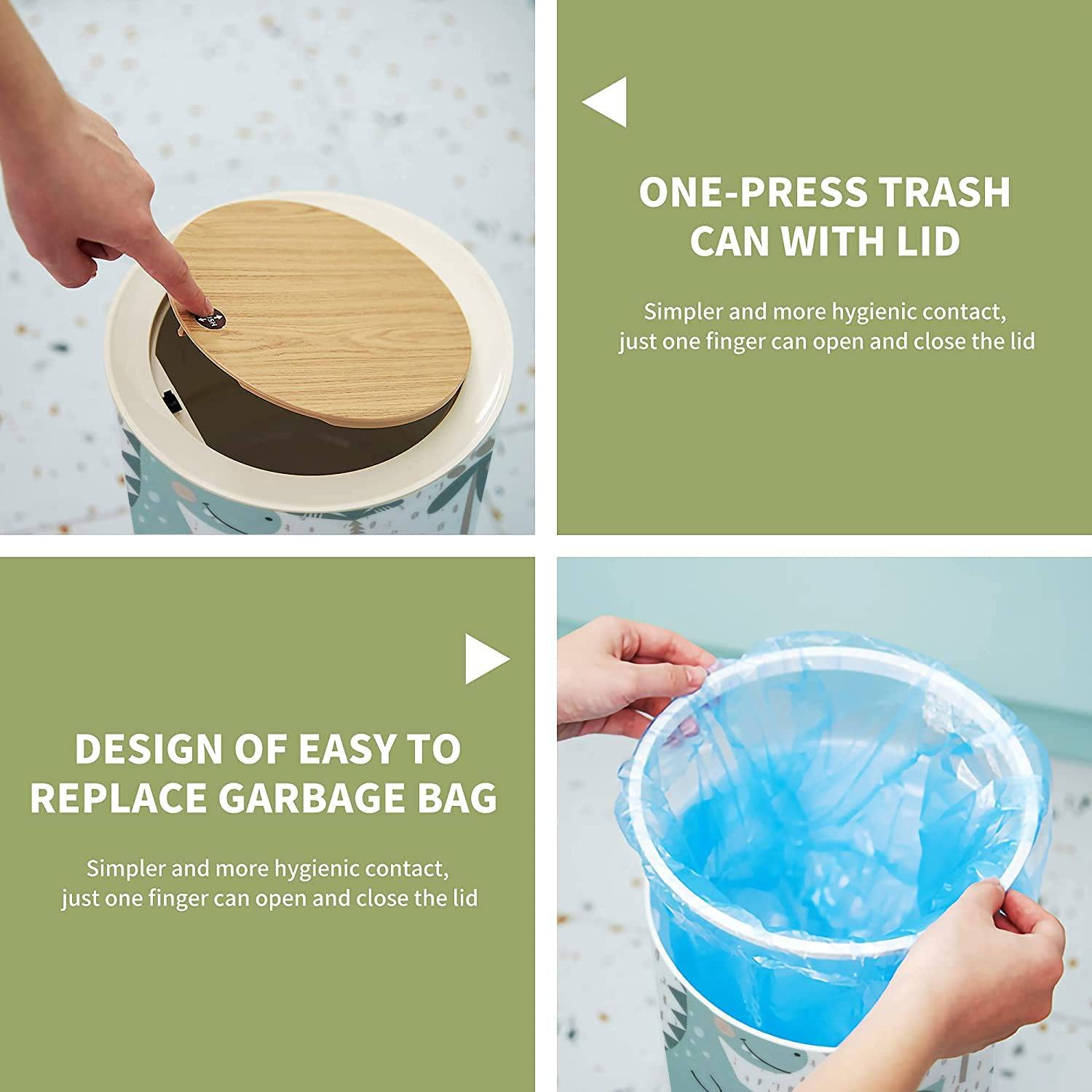 Cute Dino Bathroom Trash Can with Lid 866 x 143 Inch