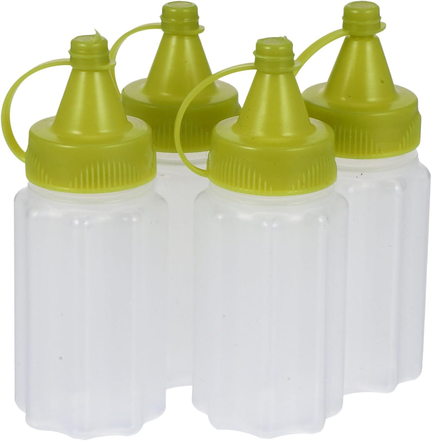Luxshiny 4PCS Condiment Squeeze Bottles with Green Cap