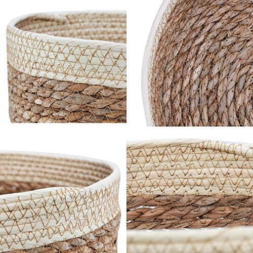 Round Rattan Baskets Set for Kitchen Pantry Bathroom Storage