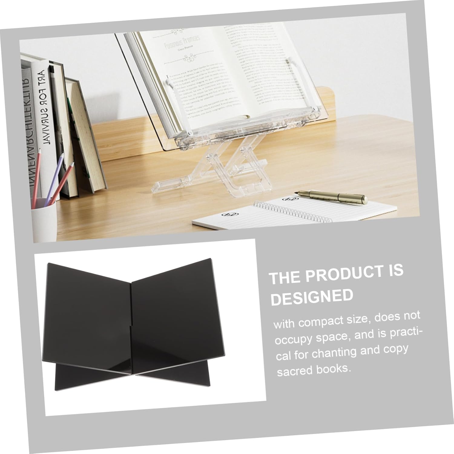 Cabilock Acrylic Cookbook Stand Bookshelf Tablet Holder