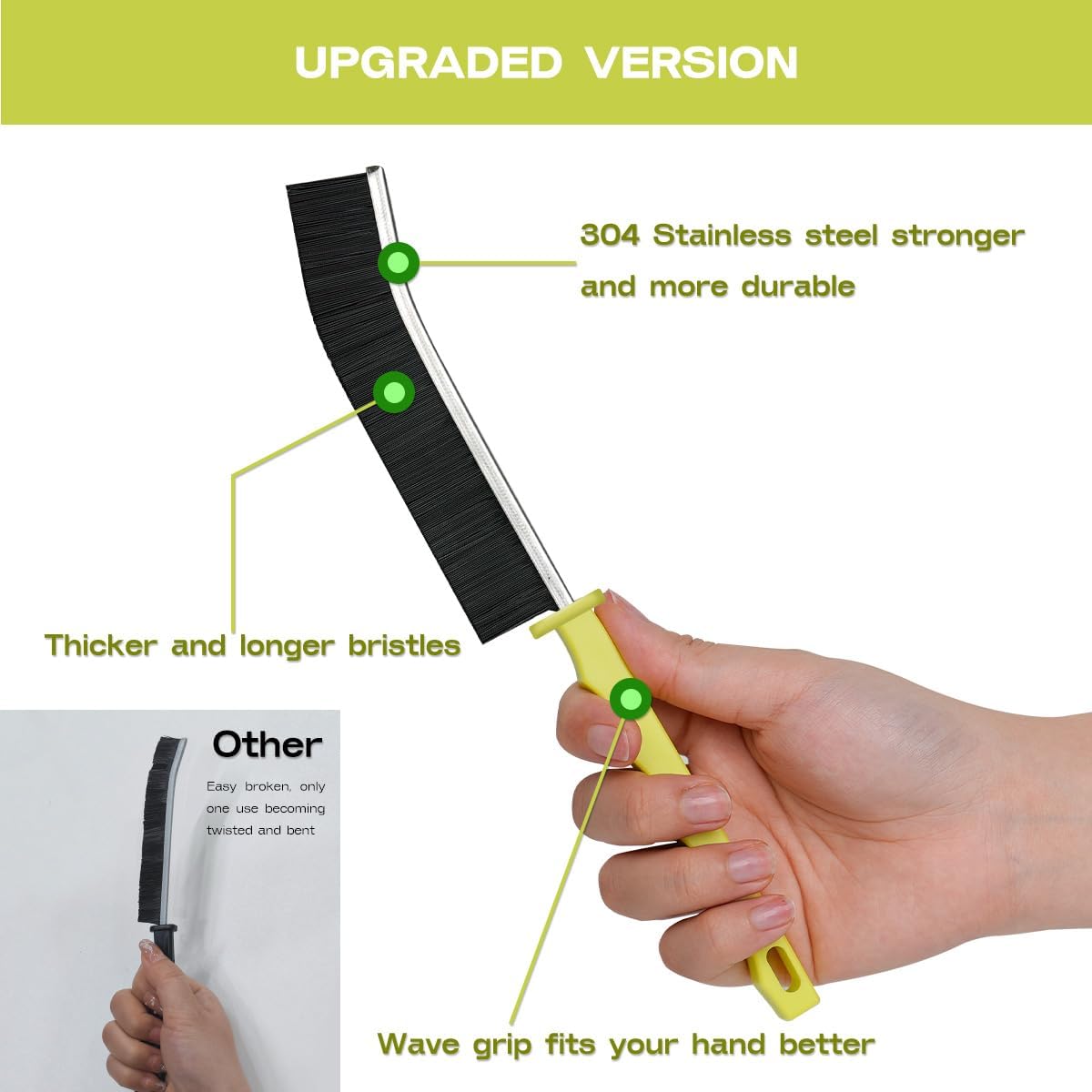 Crevice Cleaning Brush - PBT Stainless Steel for Tight Spaces