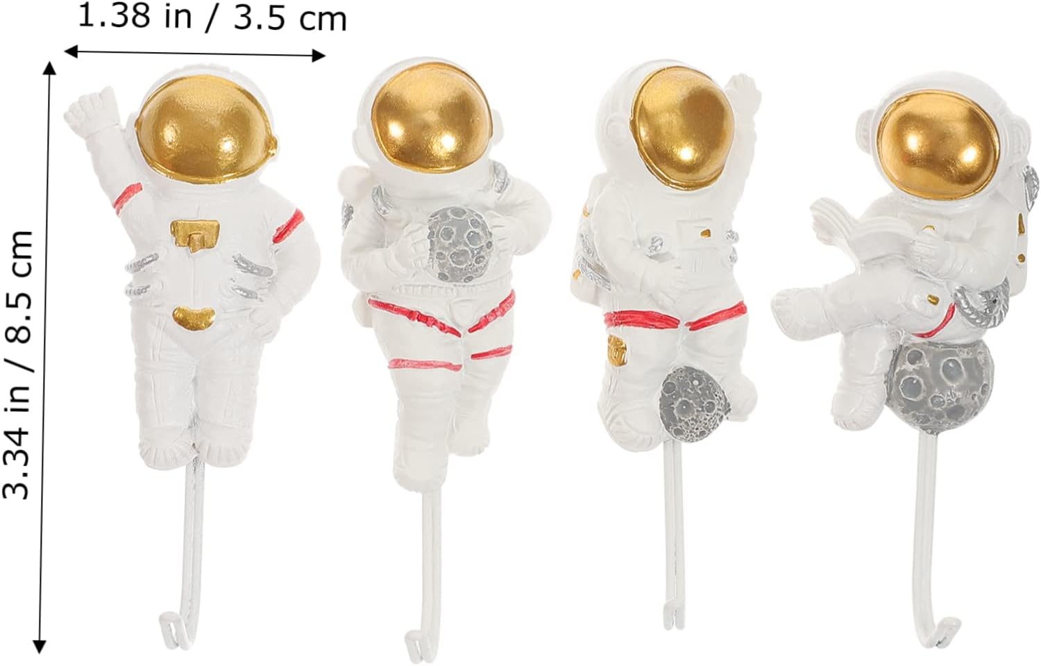 4pcs Creative Astronaut Wall Hooks for Smooth Surfaces