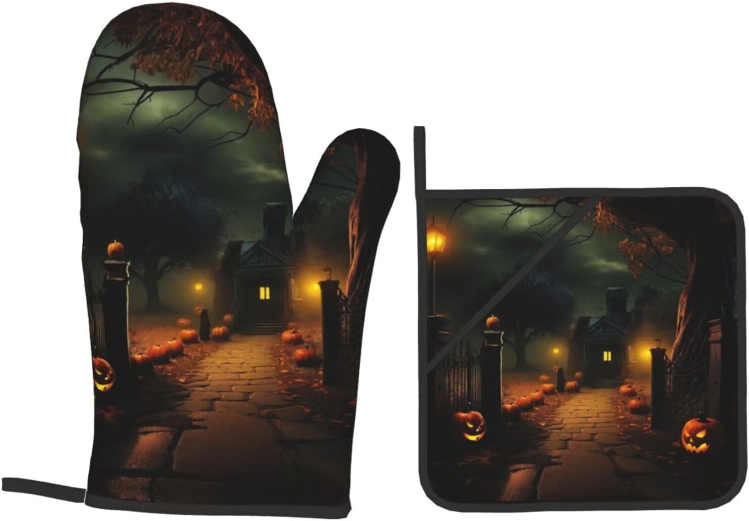 XTUAG Scary Halloween Oven Mitts 4 Pcs Set