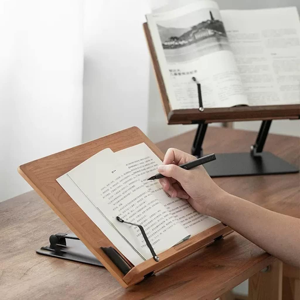 UHRLGHS Wood Cookbook Stand with Paper Clips