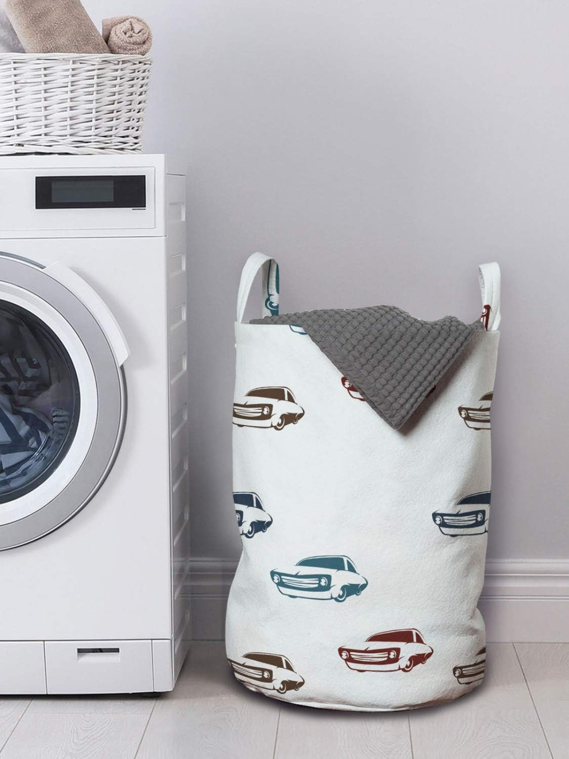Ambesonne Car Laundry Bag - 13x19 Retro Muscle Cars