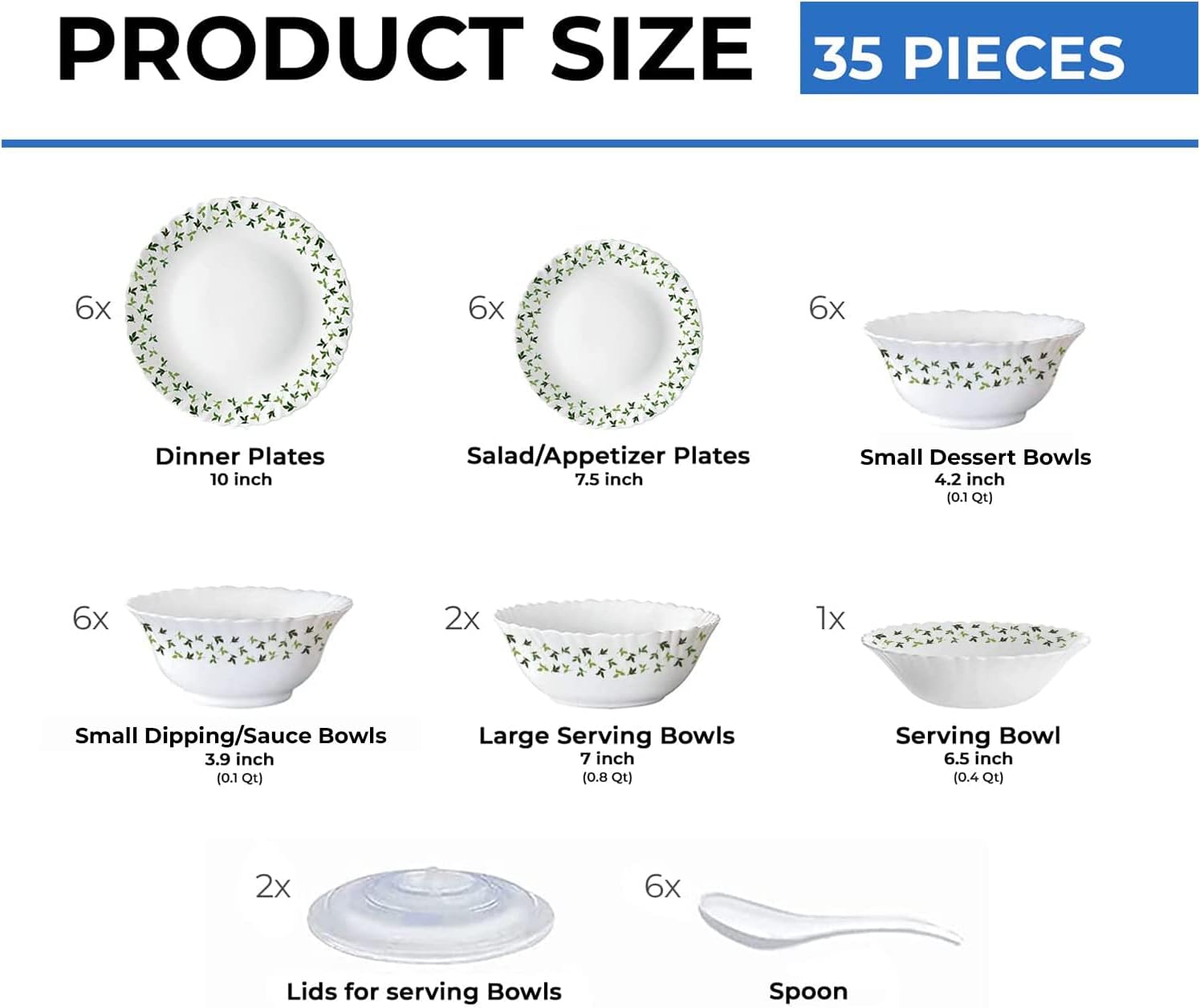 Larah by Borosil Gourmet Dinnerware Set For 6