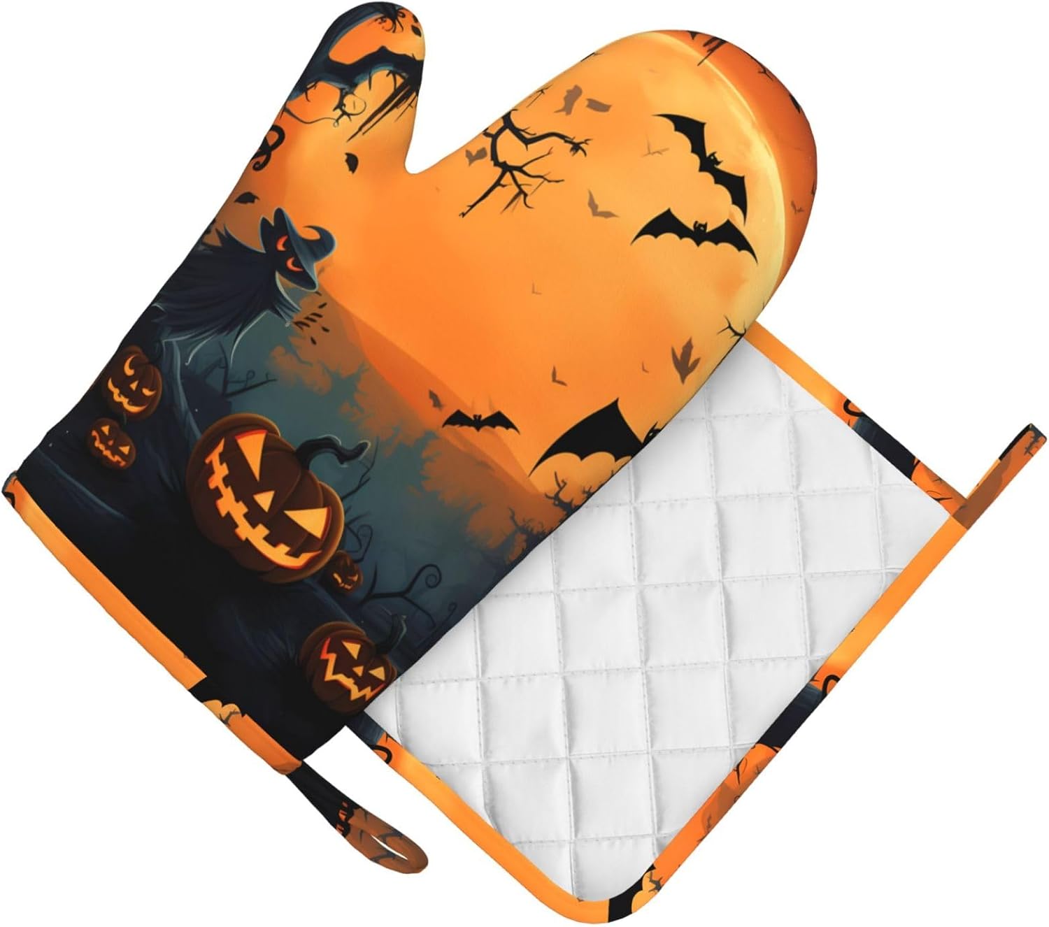 ZHANLEI Orange Halloween Oven Mitts 2pcs Set