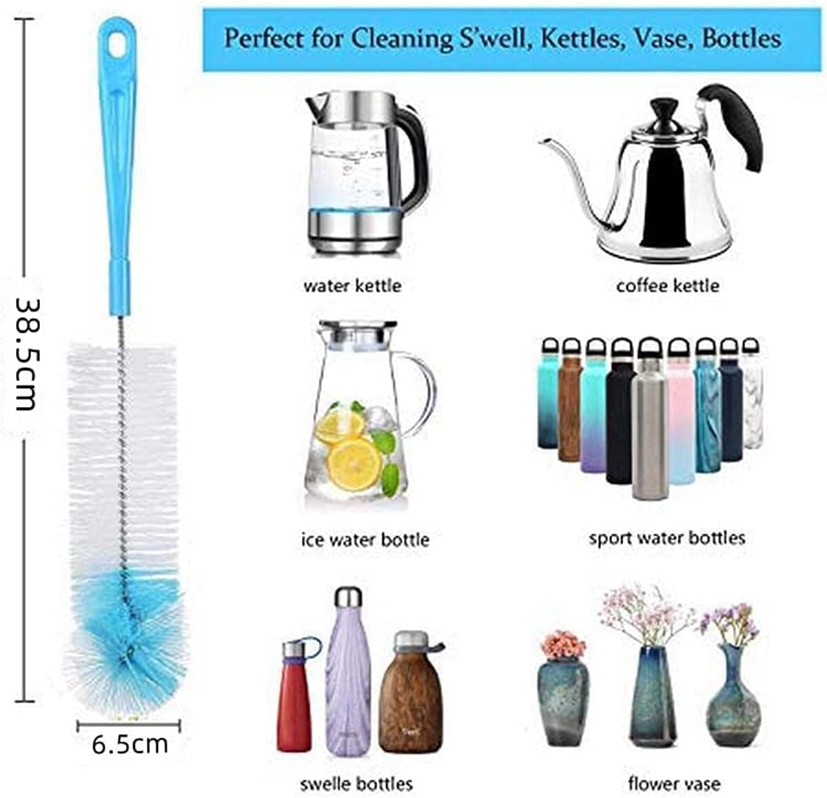 5Pcs Long Handle Cleaning Brush Set for Glassware