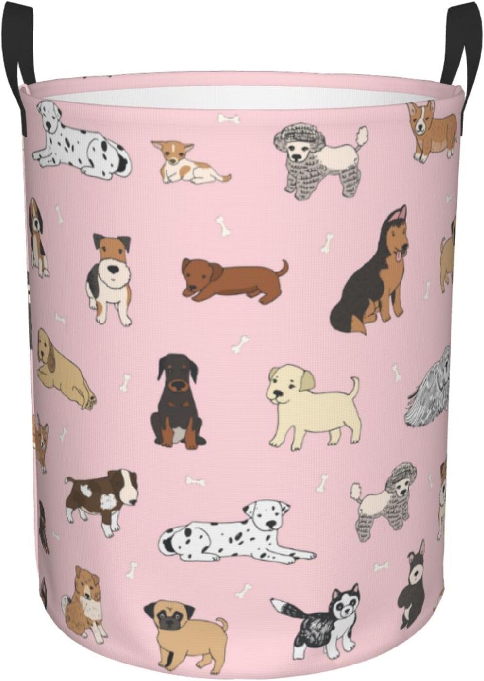Gbuzozie Cute Dogs Pink Laundry Hamper Storage Basket with Handles 38L