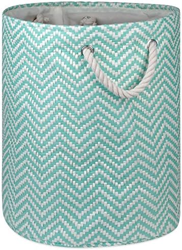 DII Chevron Woven Paper Storage Bin Medium Round Aqua