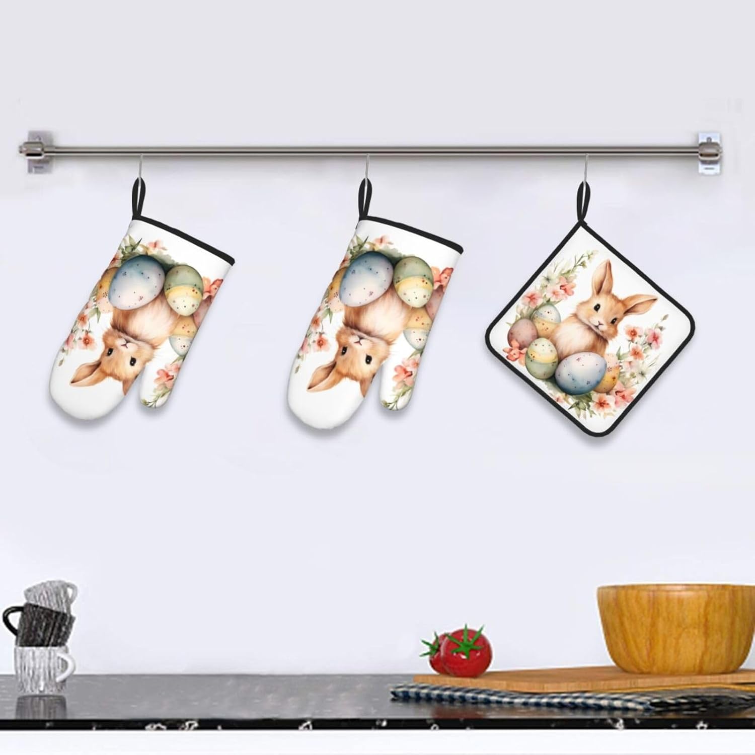 DXTKWL Oven Mitts Set of 3 Heat Resistant Non-Slip Kitchen Gloves