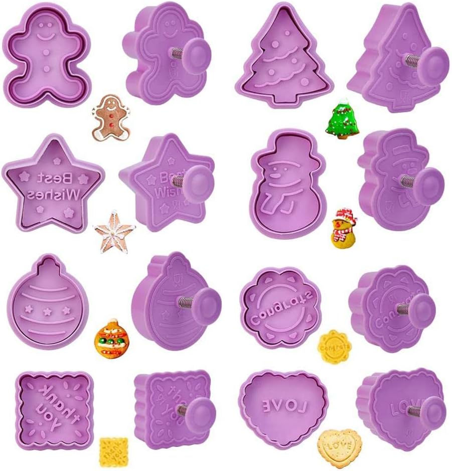 8 Pcs 3D Christmas Cookie Cutter Set for Biscuits and Fondant