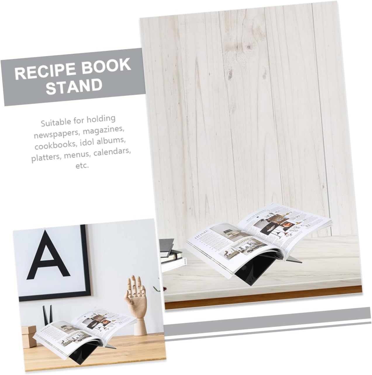 ULDIGI Practical Acrylic Book Stand for Kitchen and Classroom Use