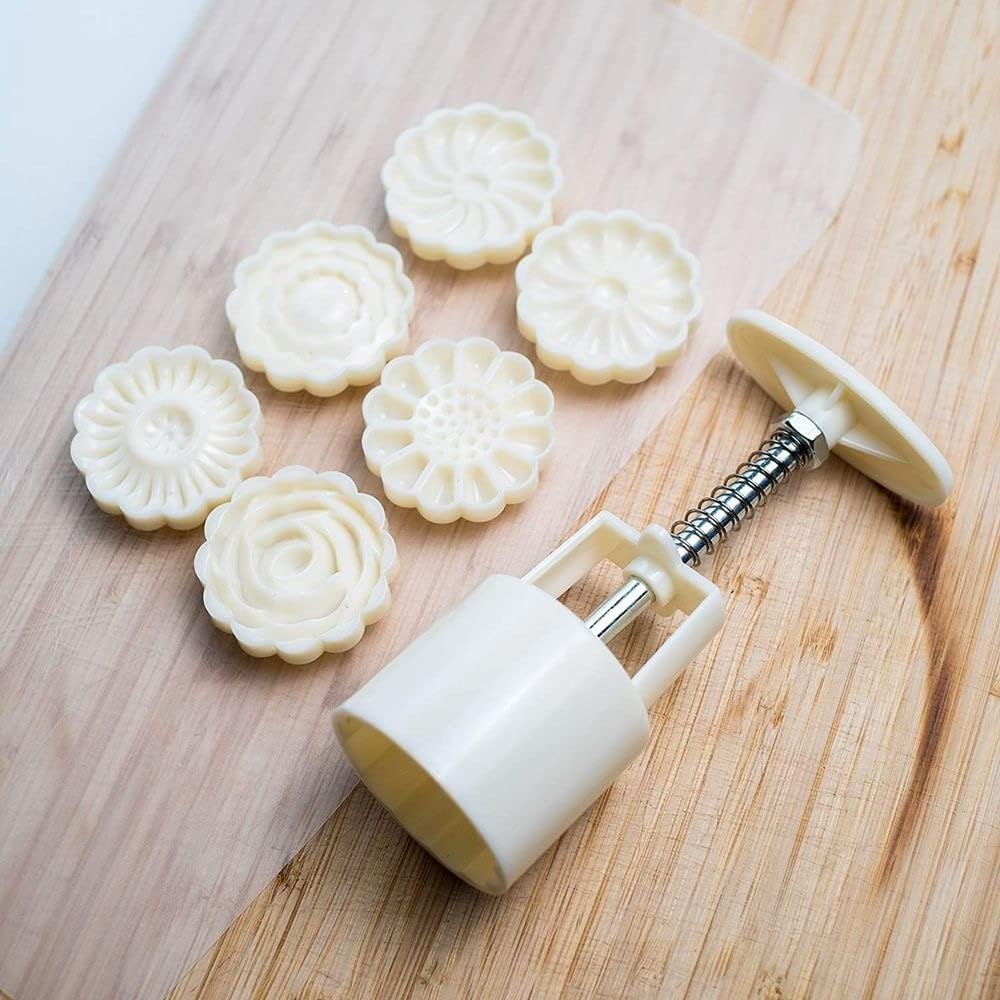1 Set Reusable Mooncake Mold with Stainless Steel Handle