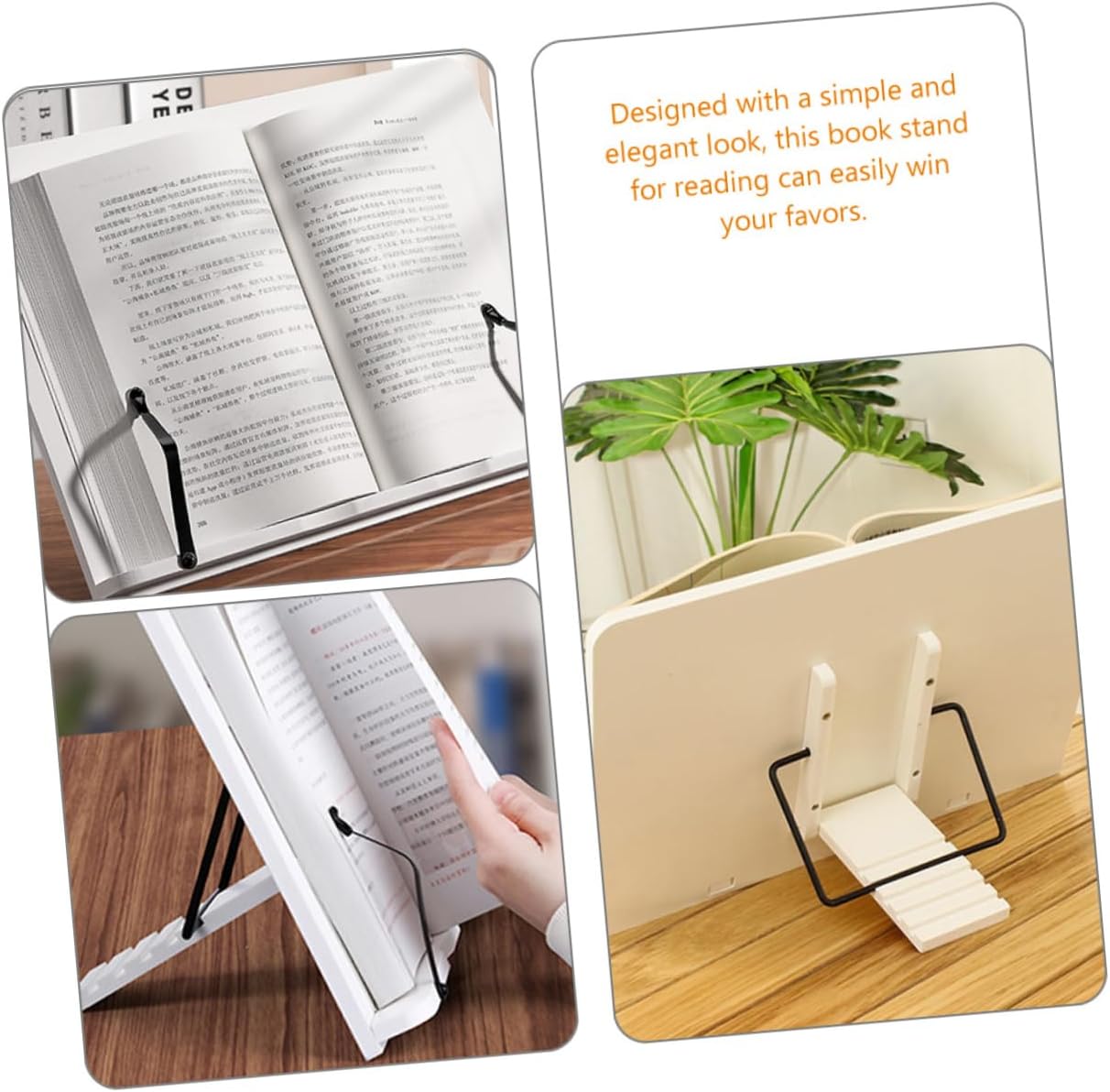 Elegant Wood Book Holder Stand for Cookbooks and Tablets