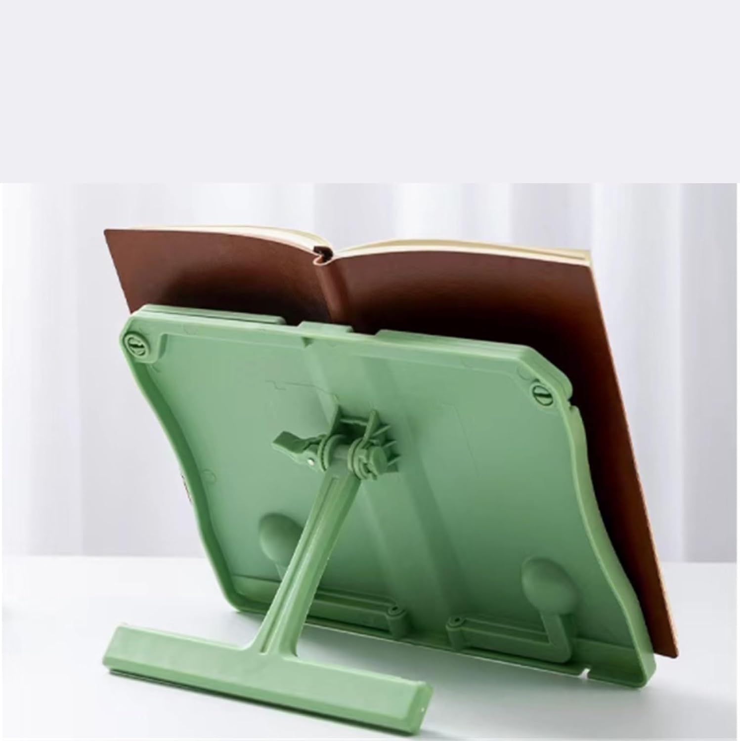 QUQUQ Adjustable Foldable Cookbook Holder with Page Clips - Black